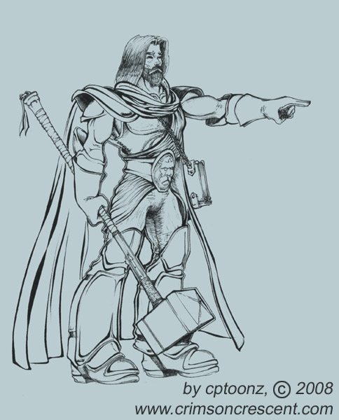 Paladin concept drawing, awaiting colors, copyright BLIZZARD.