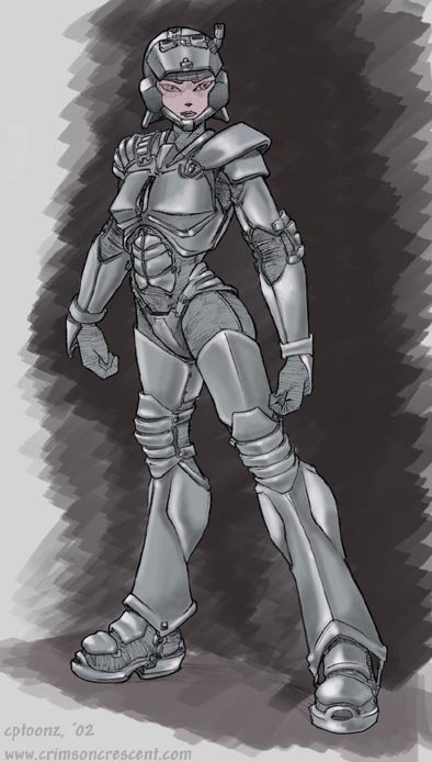A female battle armour design for a new comic.