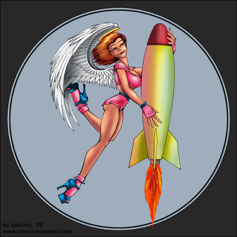  The sexy Missile Angel is a pinup, noseart style babe. 
